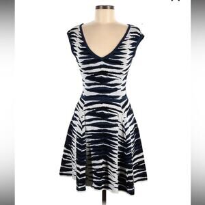 Milly Zebra print knit fit and flare dress, size medium